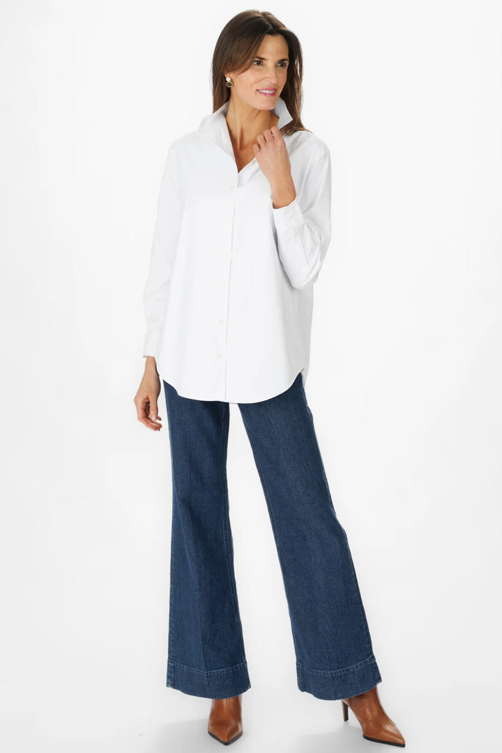 Bertie White Silky Oxford Top