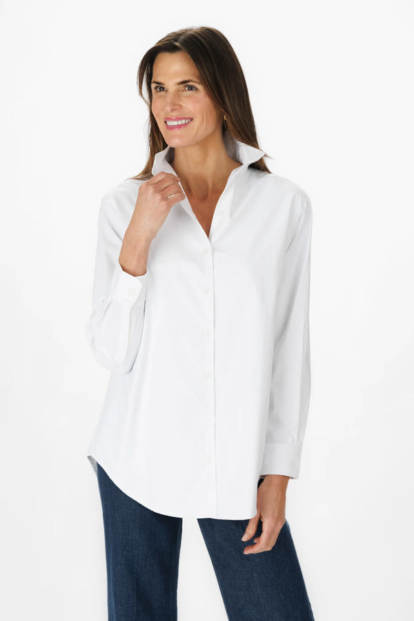 Bertie White Silky Oxford Top