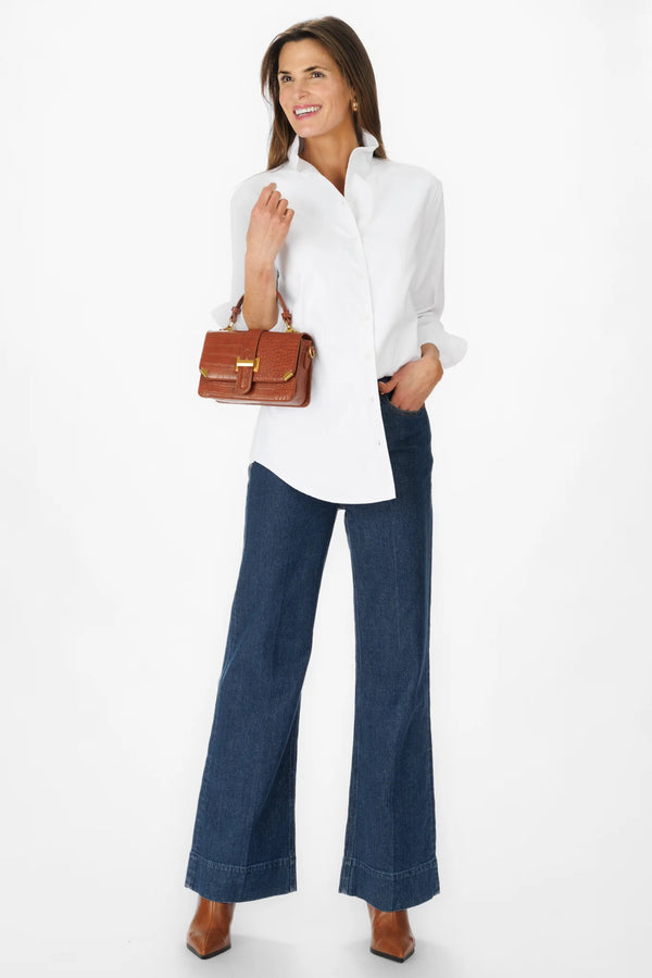 Bertie White Silky Oxford Top