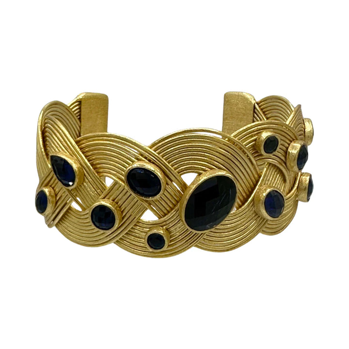 Woven Gold Multi Stone Cuff