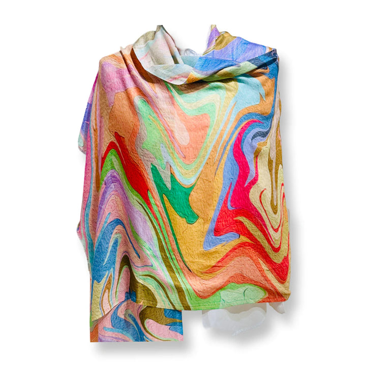 Multicolor Swirl Abstract Wrap Scarf