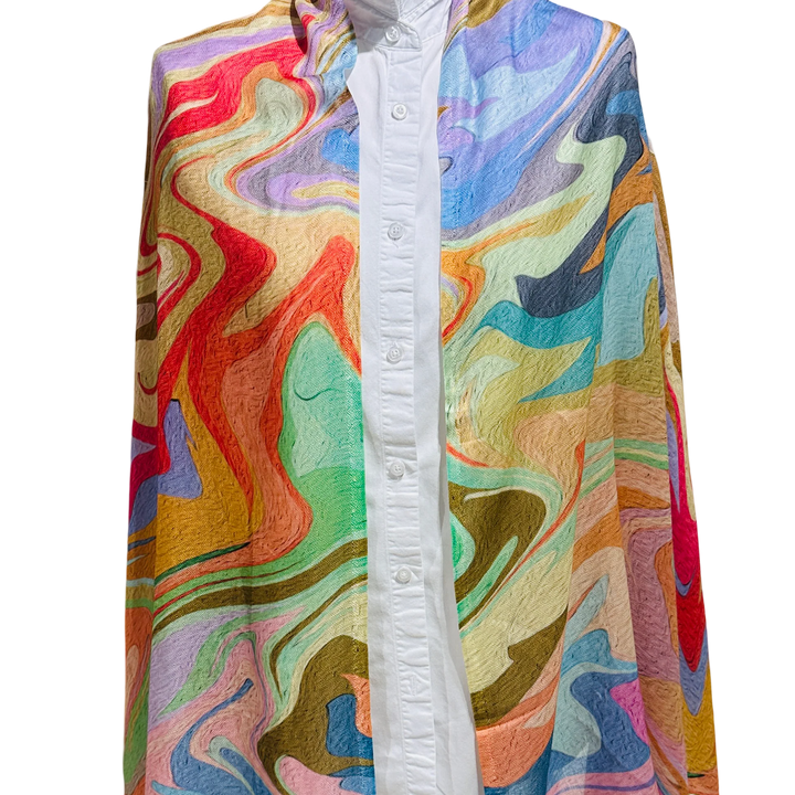 Multicolor Swirl Abstract Wrap Scarf