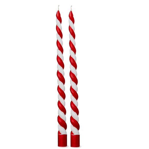 Peppermint Twist Taper Candles Pair