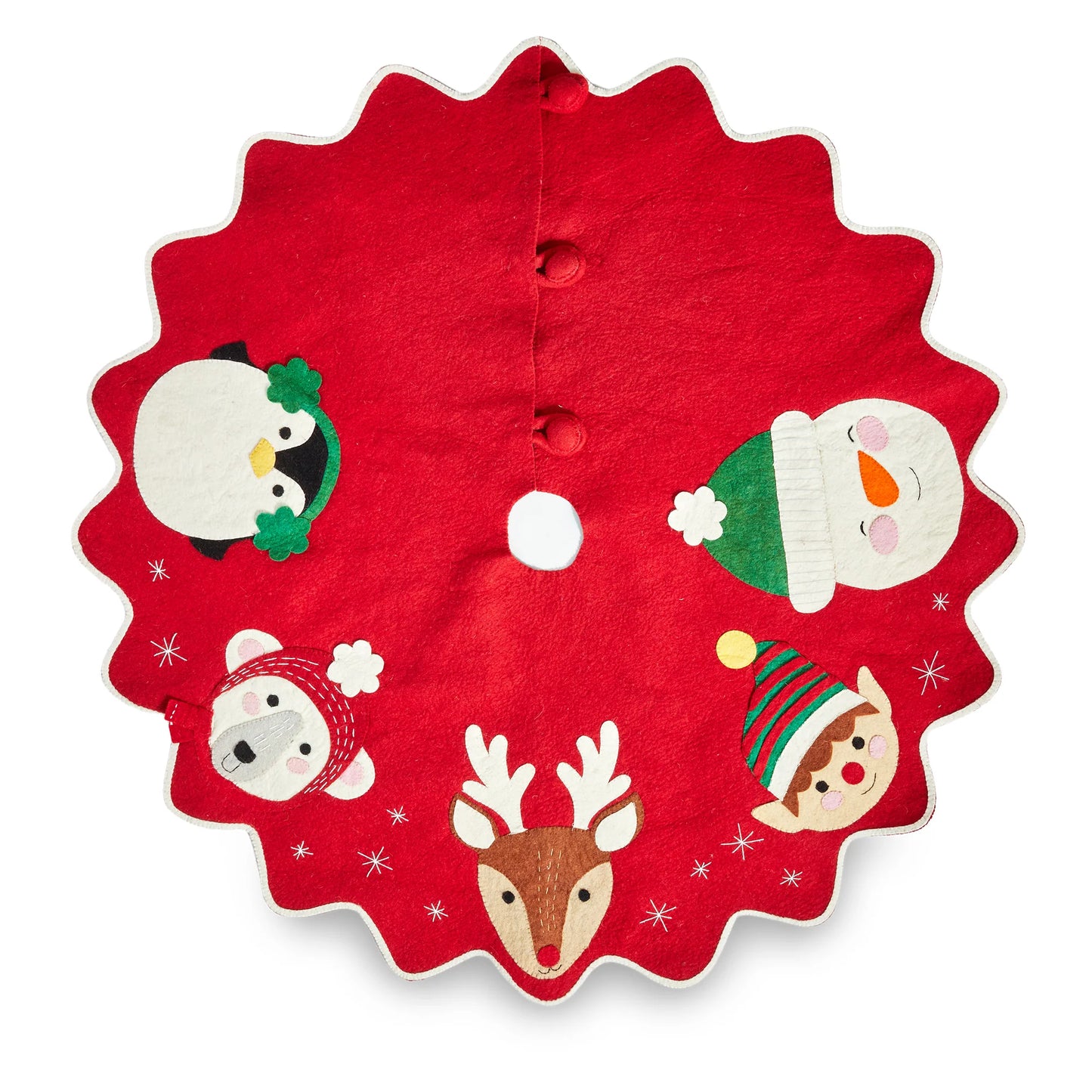 Holiday Cheer Red Felt Tree Skirt