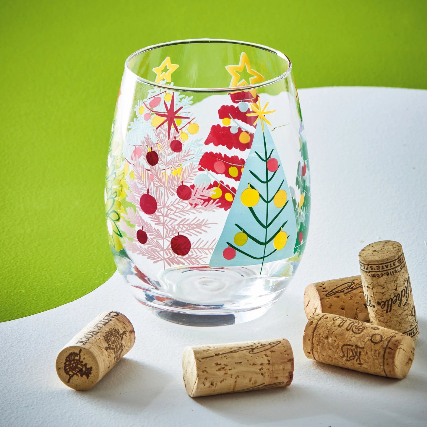 Groovy Trees Wine Glass