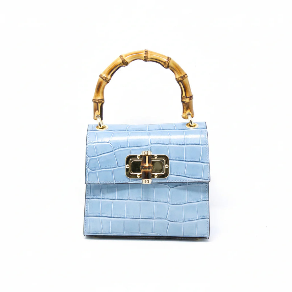 Italian Leather Bamboo Handle Handbag