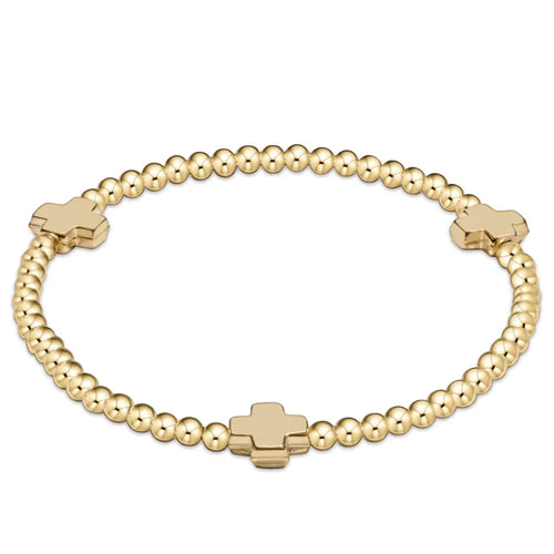 Signature Cross Gold 3MM Bead Bracelet