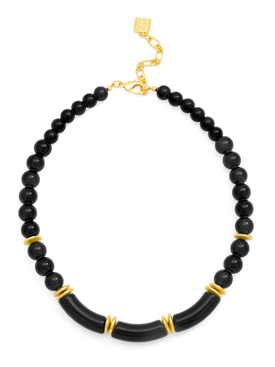 Alani Black Bead Collar Necklace