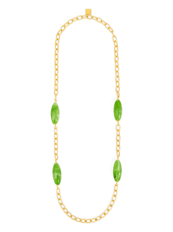 Glossy Resin Bead Long Necklace