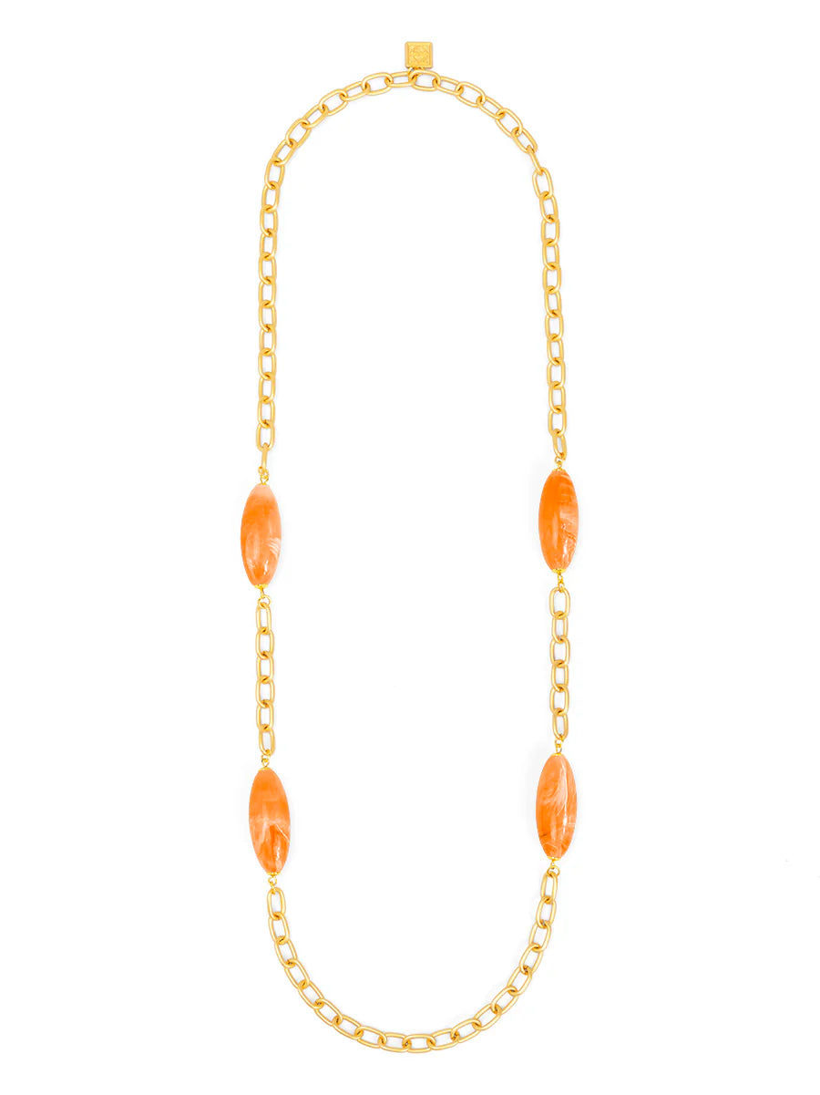 Glossy Resin Bead Long Necklace