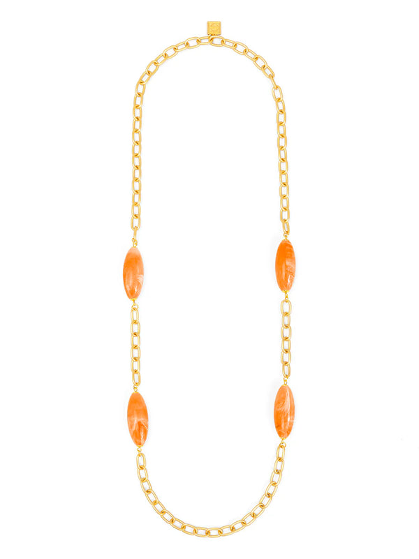 Glossy Resin Bead Long Necklace