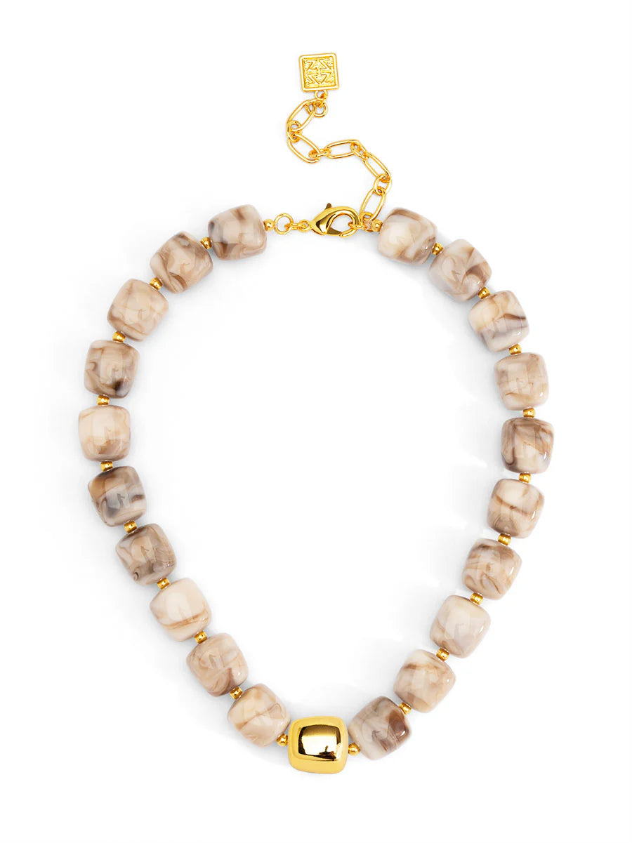 Tess Puffy Square Resin Necklace