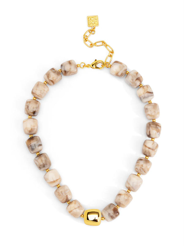 Tess Puffy Square Resin Necklace
