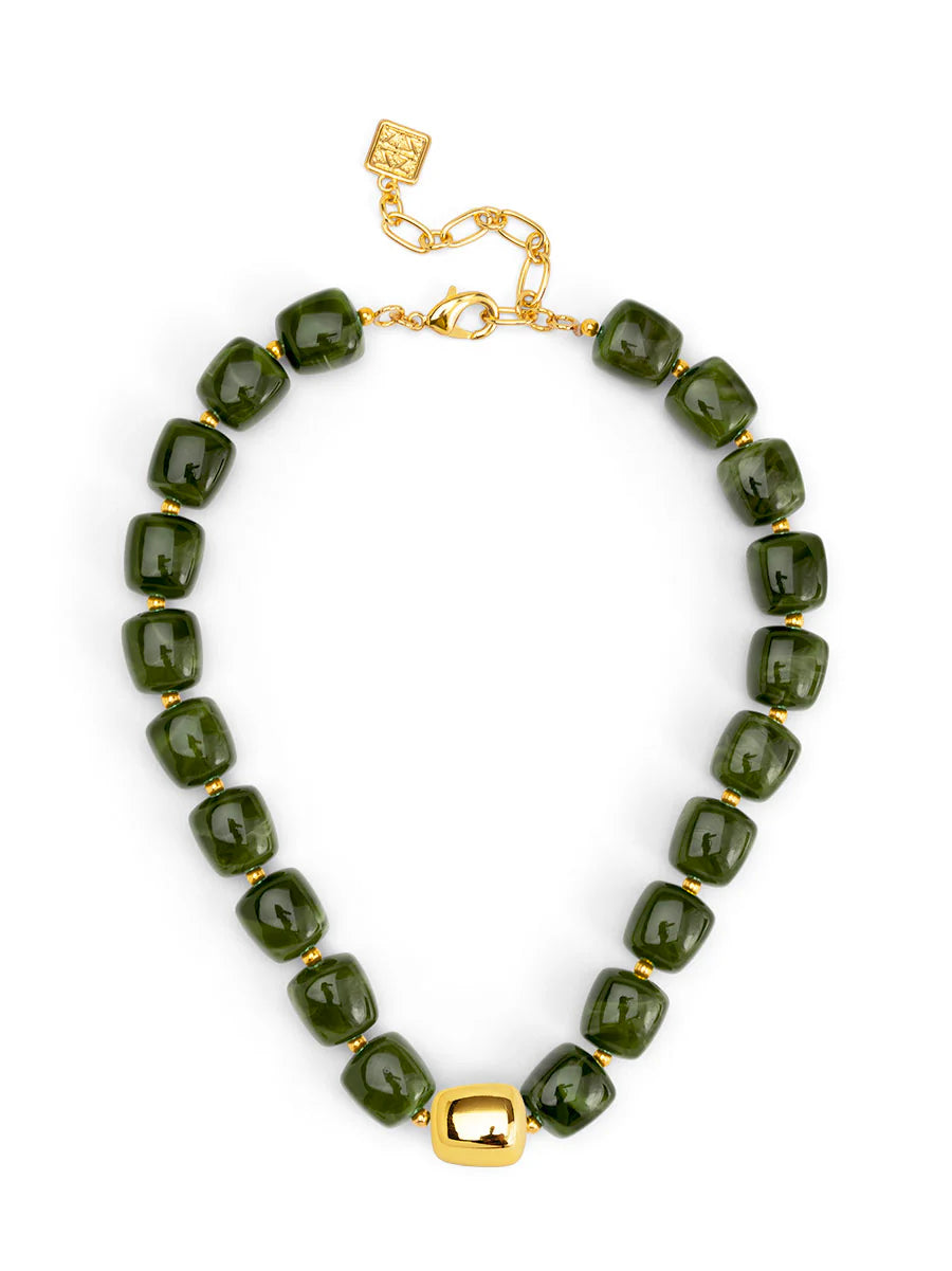Tess Puffy Square Resin Necklace