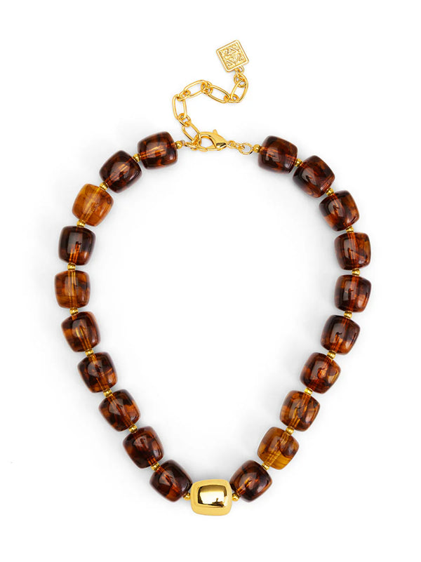 Tess Puffy Square Resin Necklace