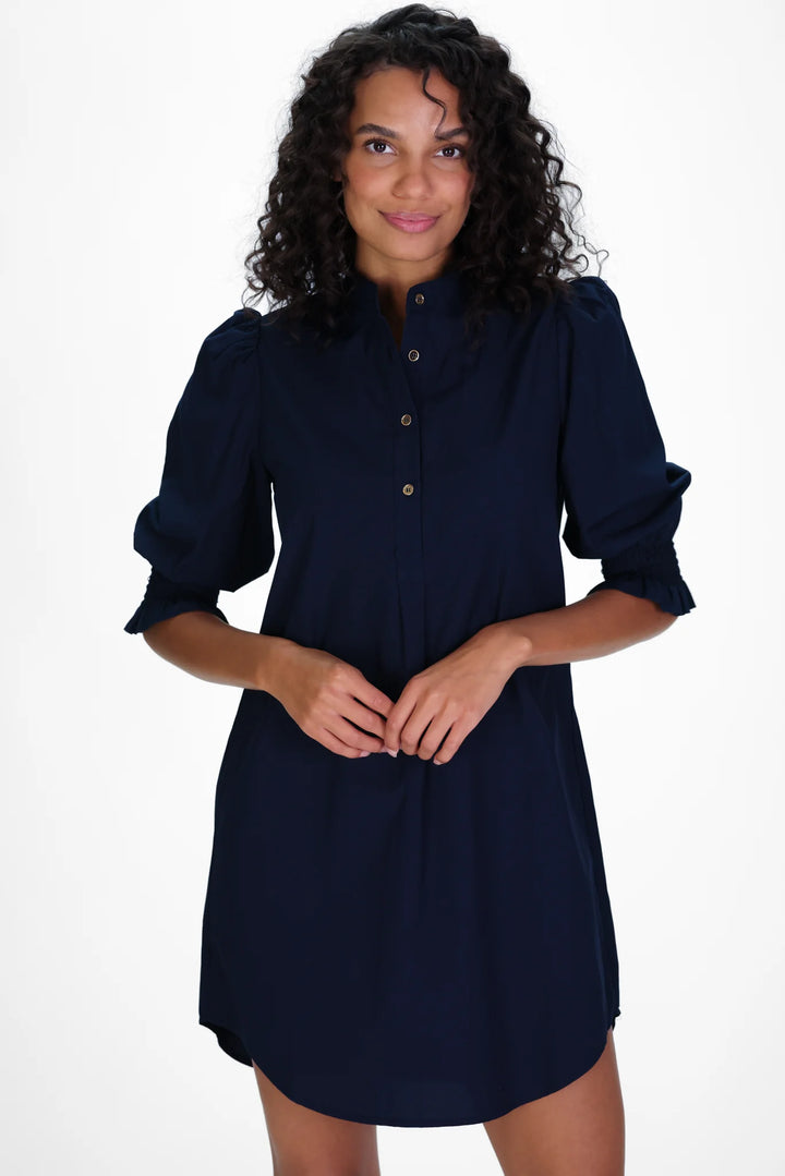 Percy Popover Navy Oxford Dress
