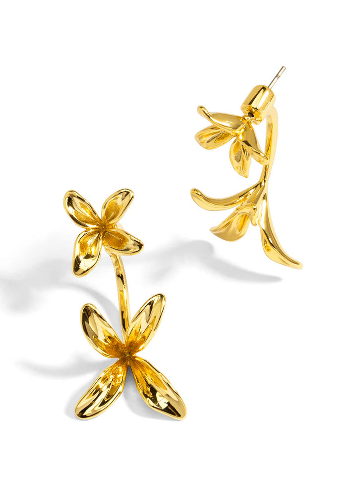 Gold Lily Ear Jacket Earrings