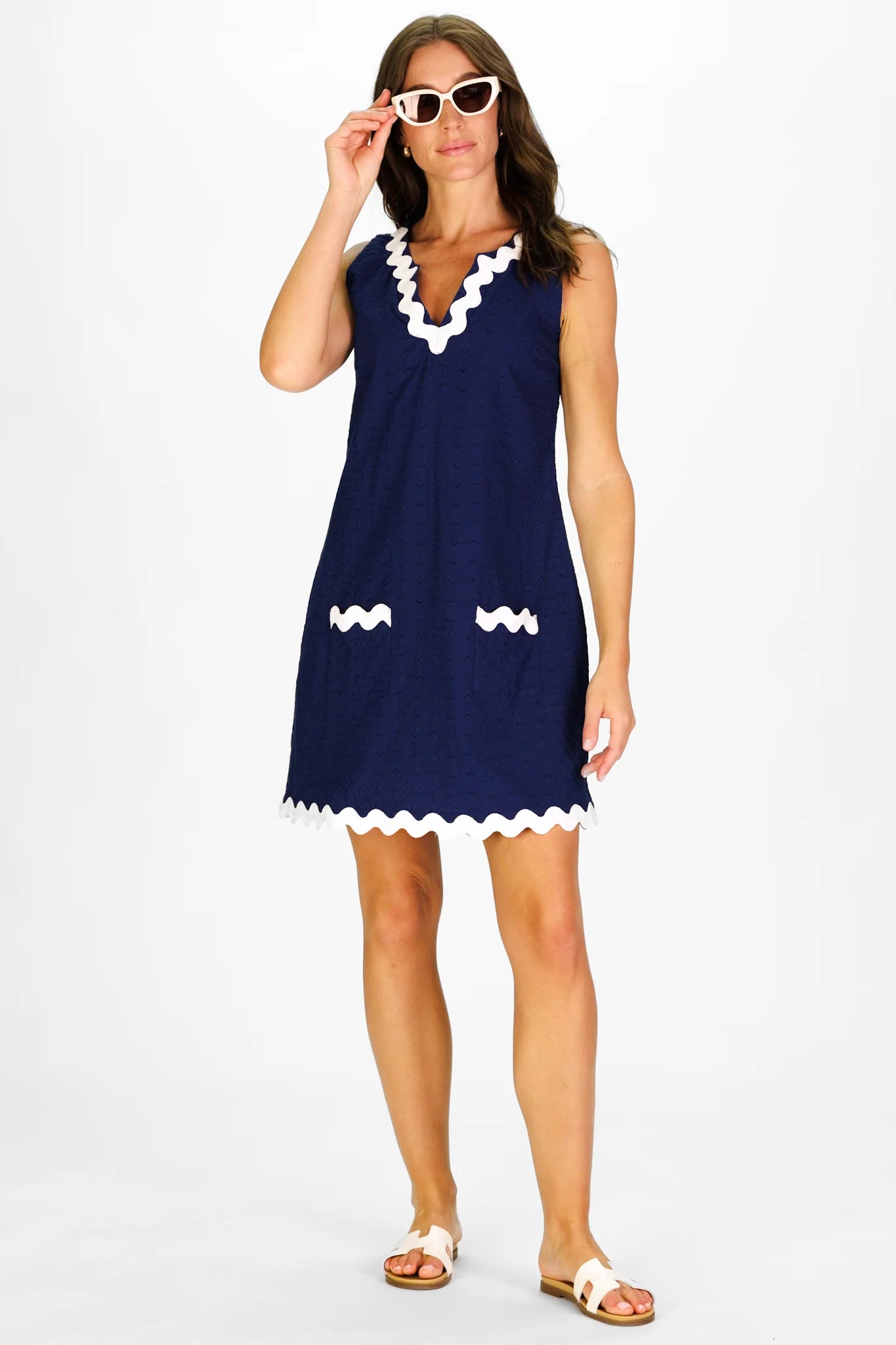 Brenda Ric Rac Navy Dress