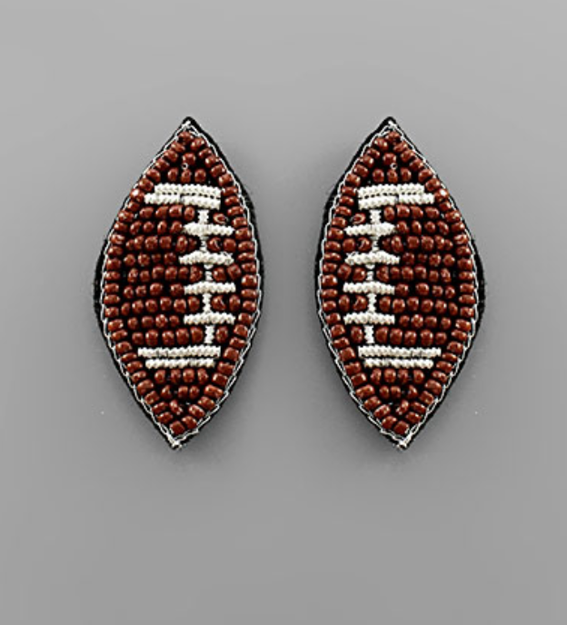 Small Beaded Football Earrings