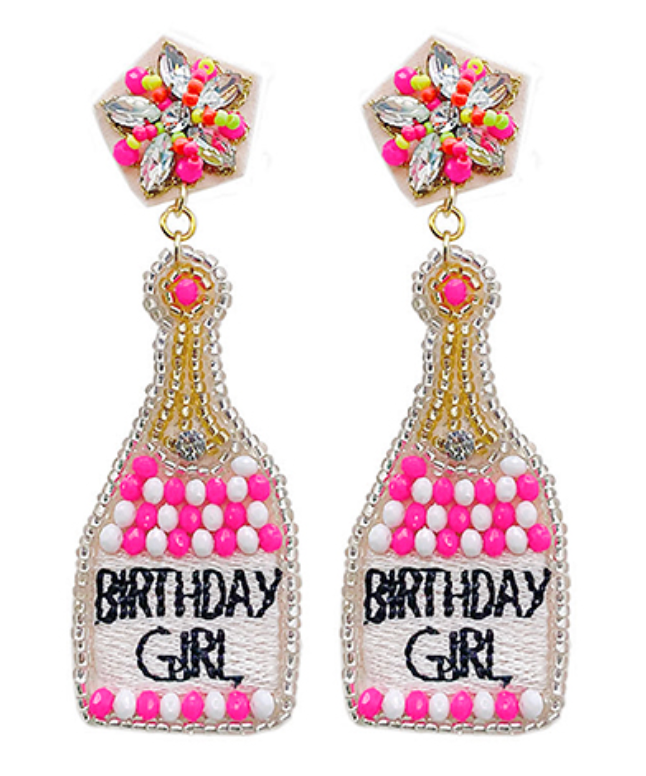 Birthday Girl Bottle Earrings