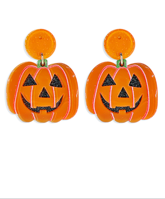 Acrylic Jack O Lantern Pumpkin Earrings