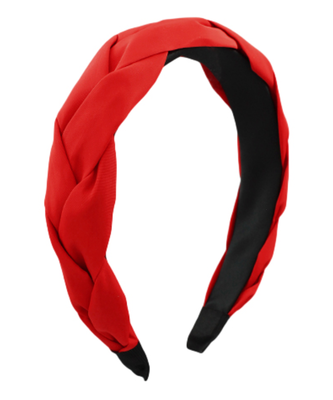 Red Fabric Braided Headband