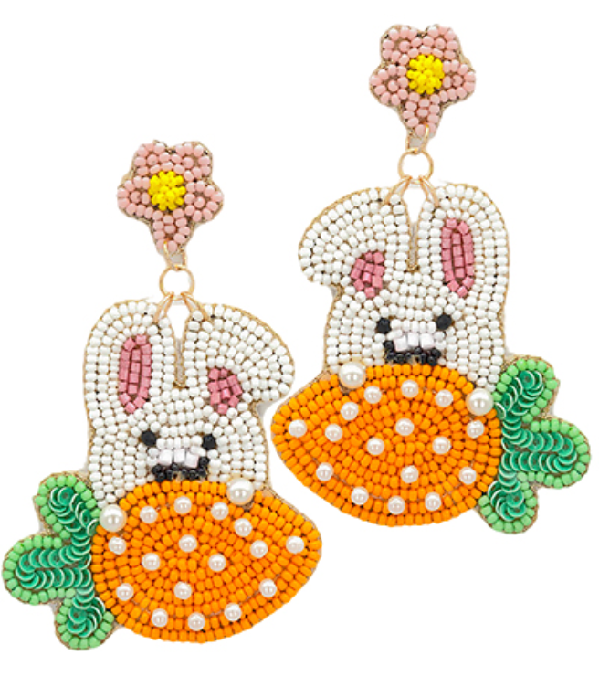 Bunny & Carrot Beaded Earrings