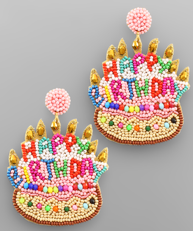 Birthday Cake Beaded Earrings