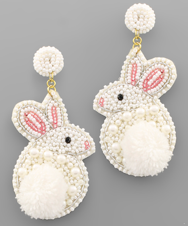 Bunny with Tail Beaded Earrings