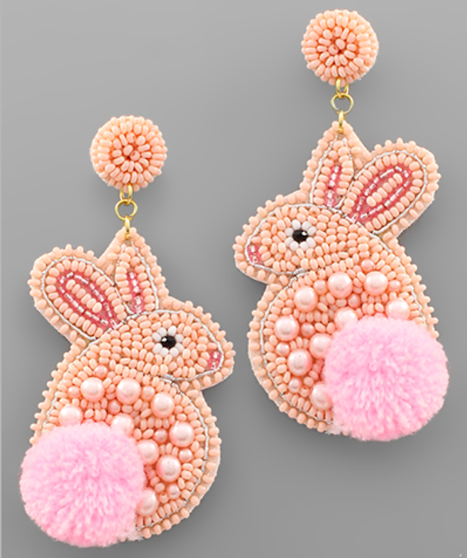 Bunny with Tail Beaded Earrings