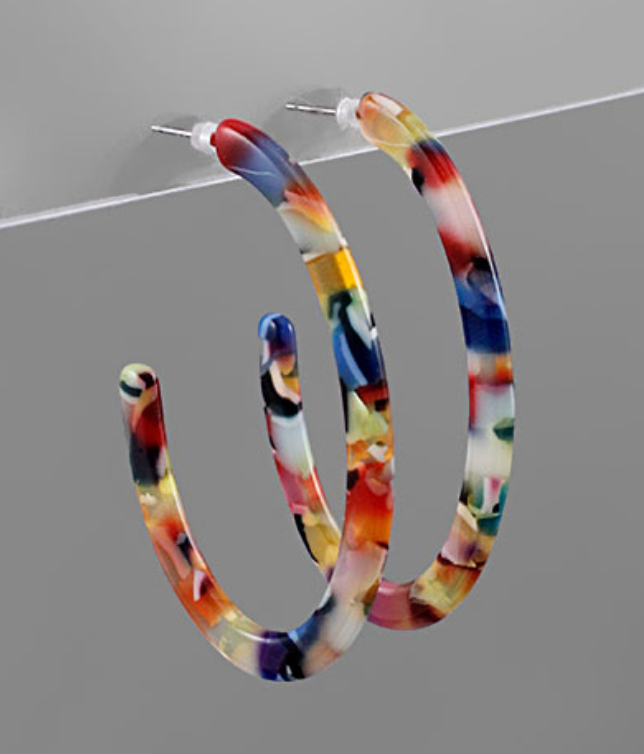Oval Multicolor Acrylic Hoop Earrings