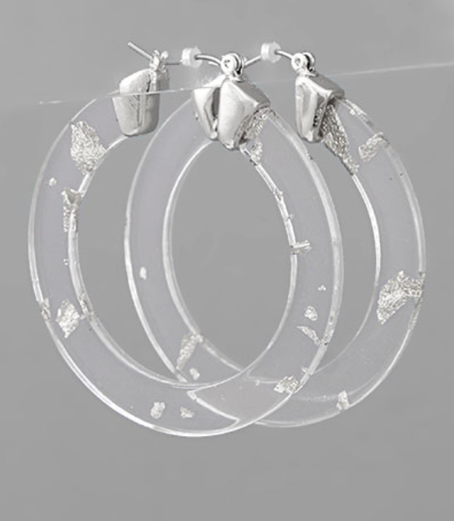 Metallic Fleck Clear Acrylic Hoops