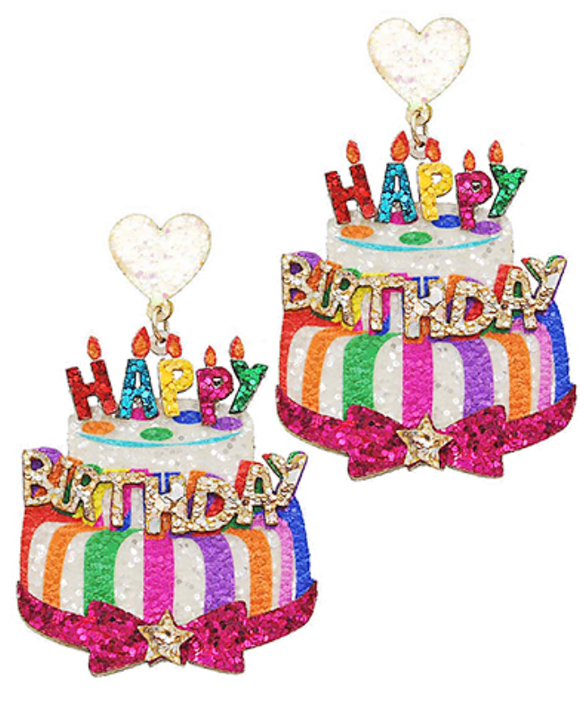 Glitter Birthday Cake Earrings