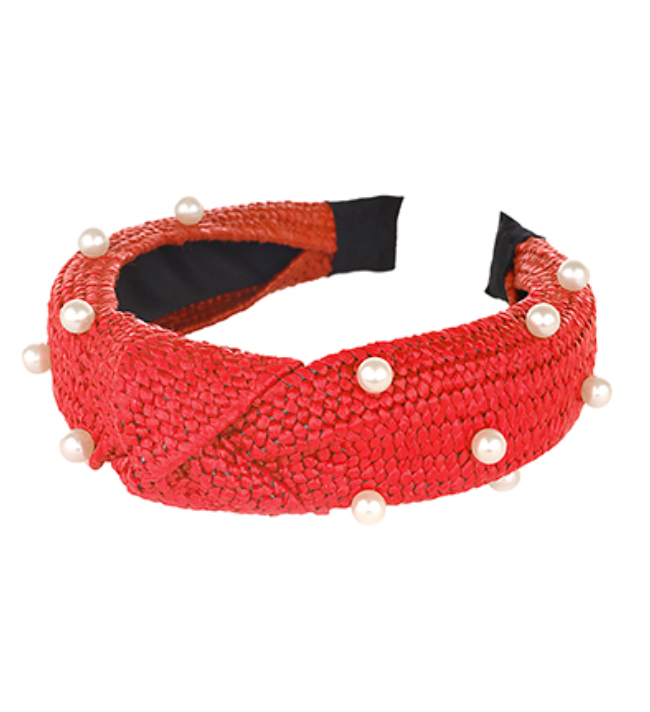 Red Rattan Pearl Headband