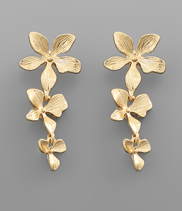 Triple Flower Drop Earrings