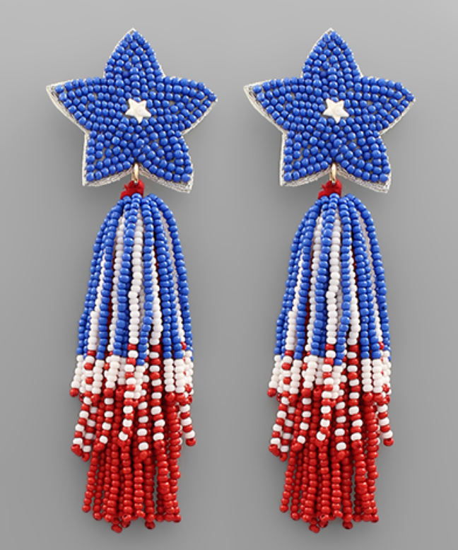 Star & Tassel Beaded Earrings