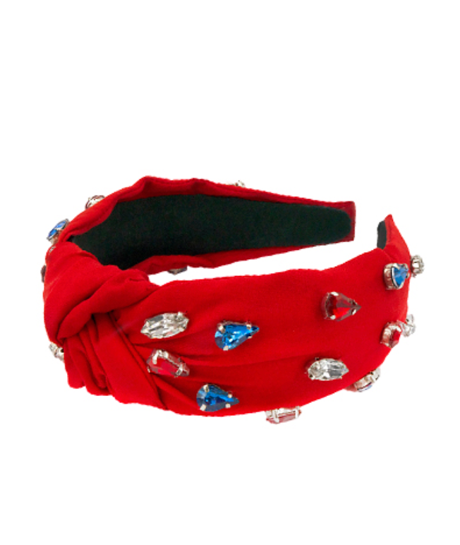 Patriotic Crystal Red Fabric Headband