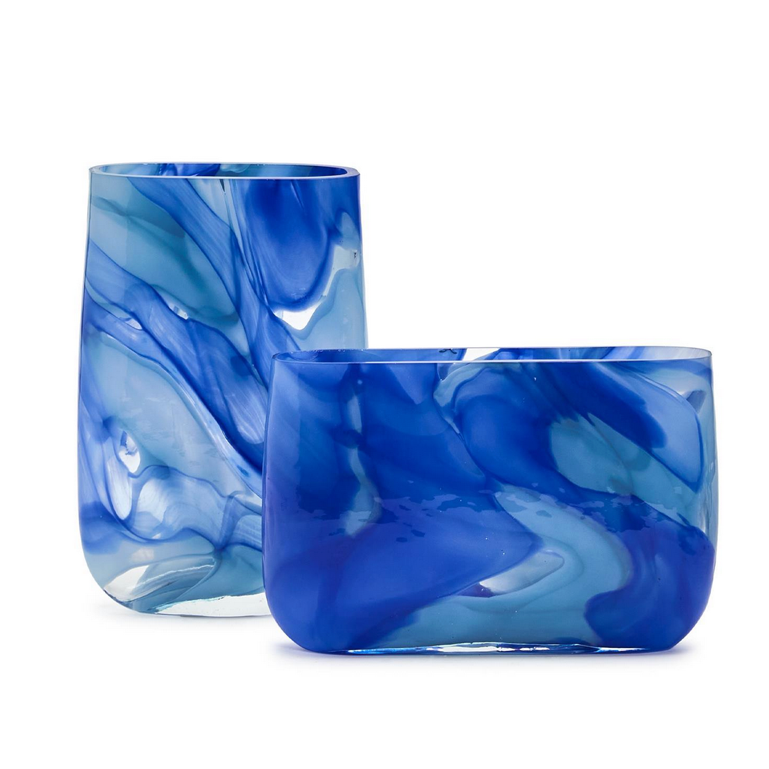 Blue Swirl Glass Narrow Vase