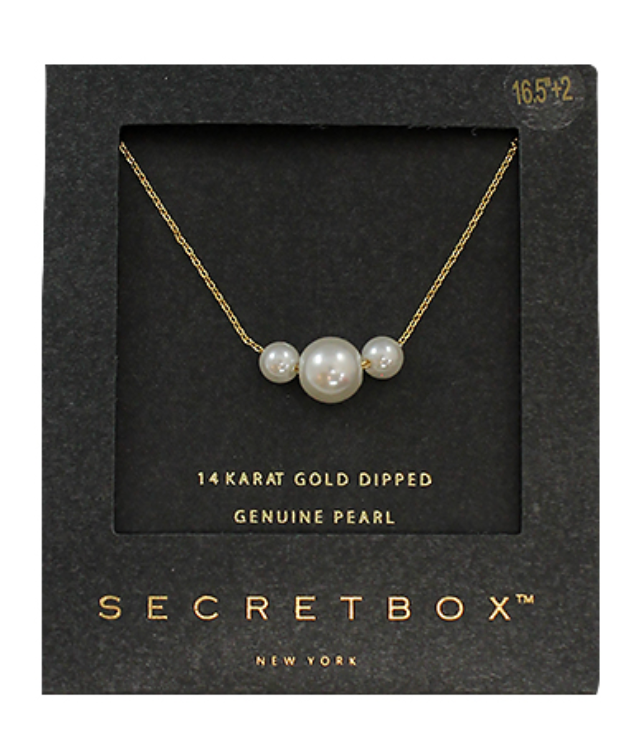 Triple Pearl Dainty Gold Necklace