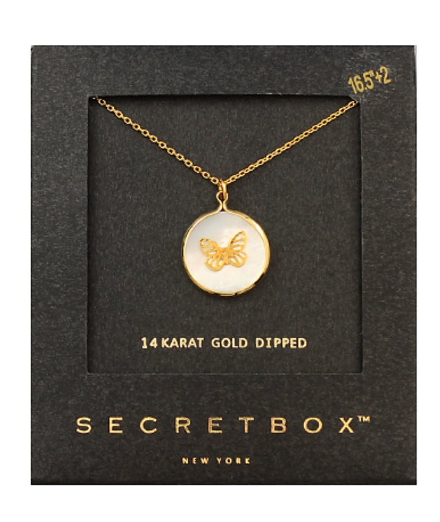 Butterfly Shell Disc Gold Necklace