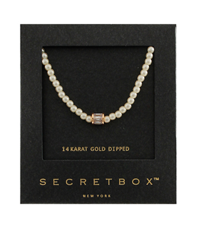 Pearl with CZ Baguette Necklace
