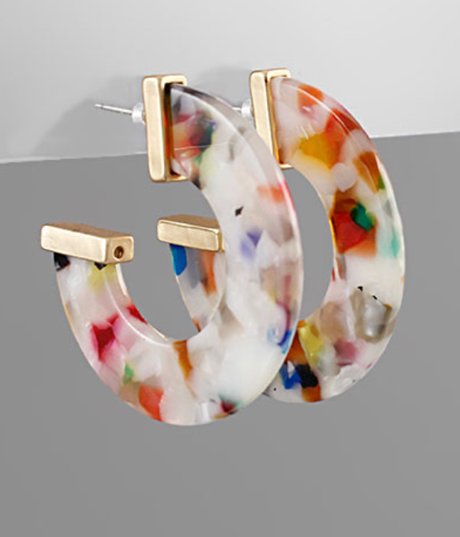 Flat Resin Hoop Earrings