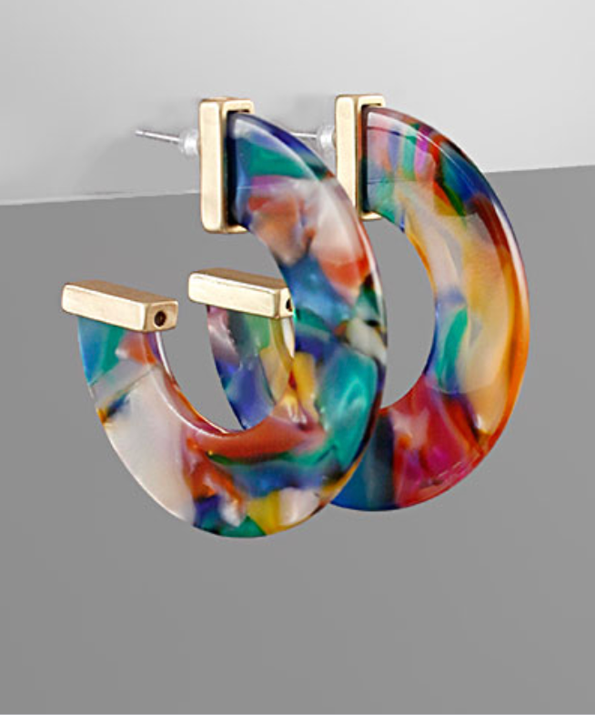 Flat Resin Hoop Earrings