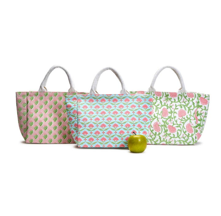 Floral Block Print Thermal Tote