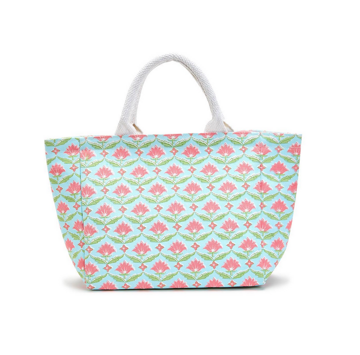 Floral Block Print Thermal Tote