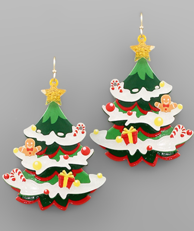 Acrylic Christmas Tree Earrings