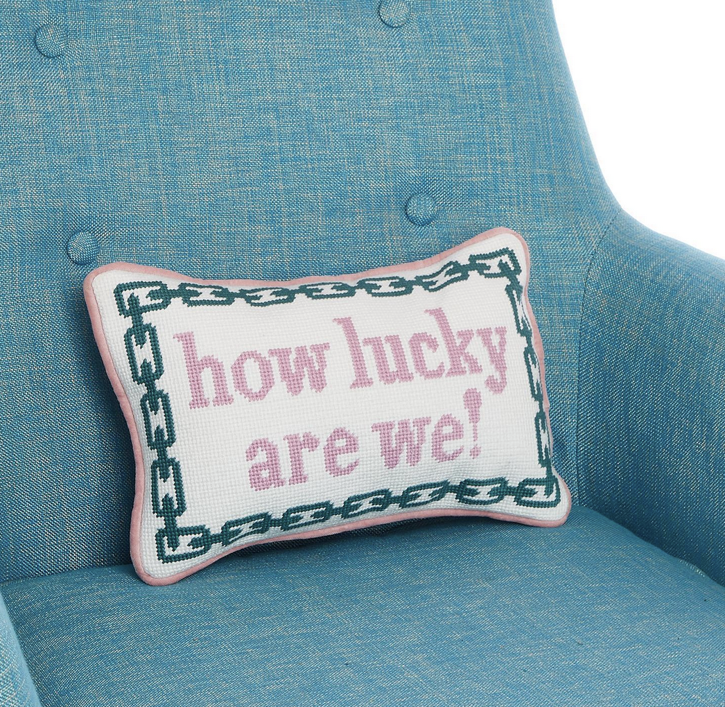 How Lucky Needlepoint Pillow