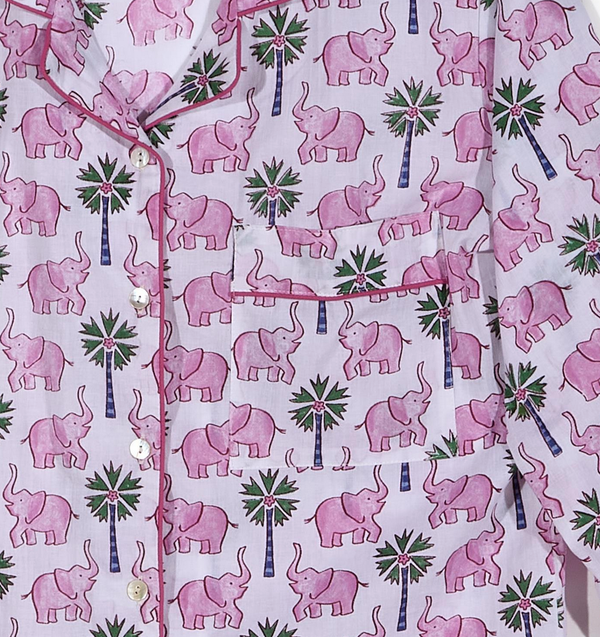 Pink Elephant Print Pajamas