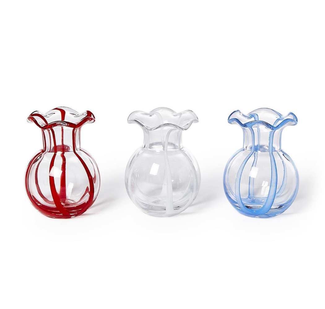 Ruffled Ribbon Glass Vase