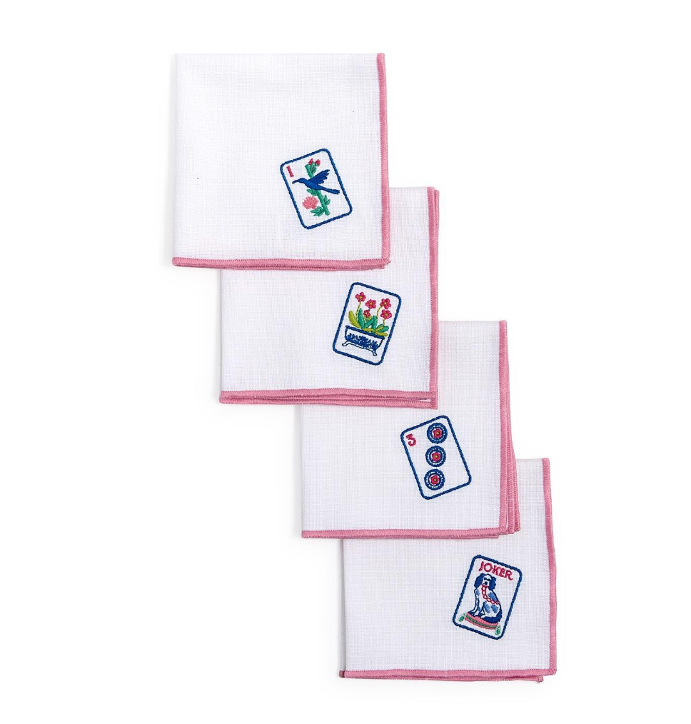 Mahjong Cloth Cocktail Napkins Set/4